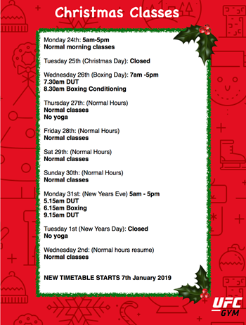 Christmas Timetable