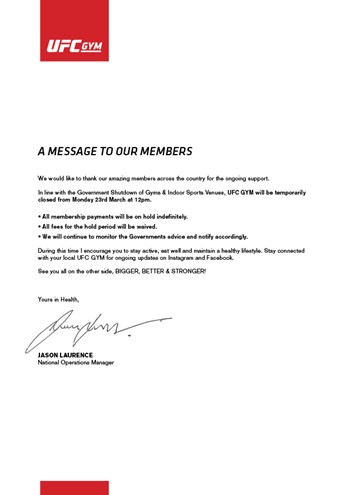 A Message to our Members